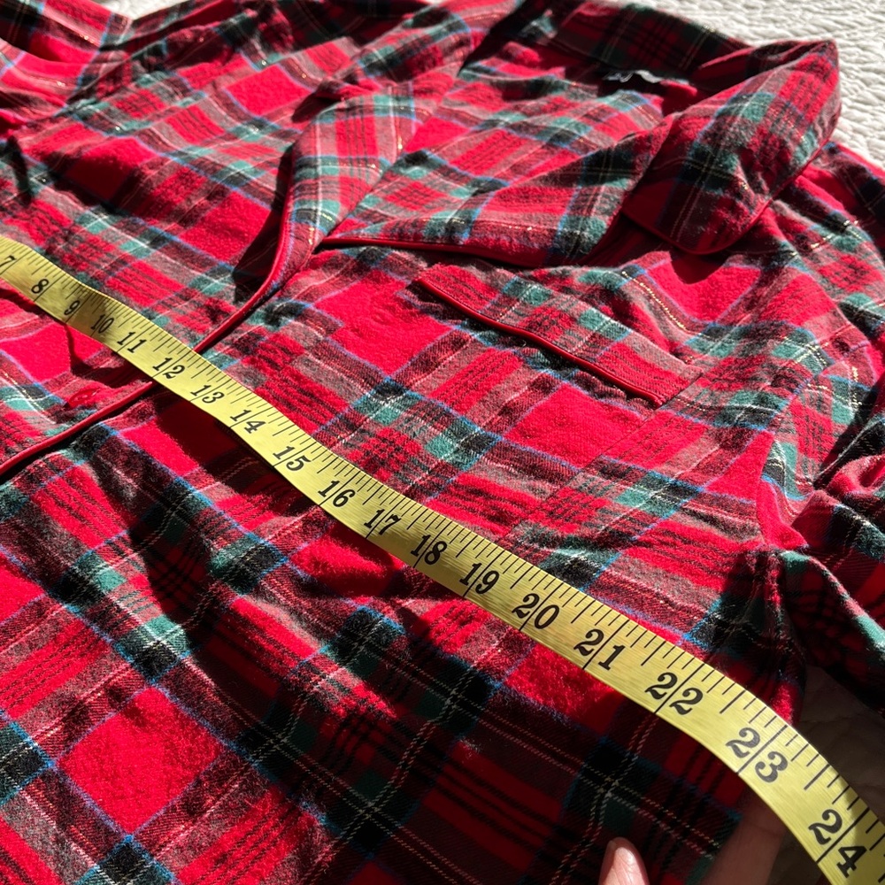 Talbots Cotton Flannel Pajama Top & Pants‎ Set 2 Pieces Womens XL Red Plaid Soft - Picture 12 of 17